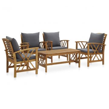 3057994  5 Piece Garden Lounge Set with Cushions Solid Acacia Wood (310265+2x310268)
