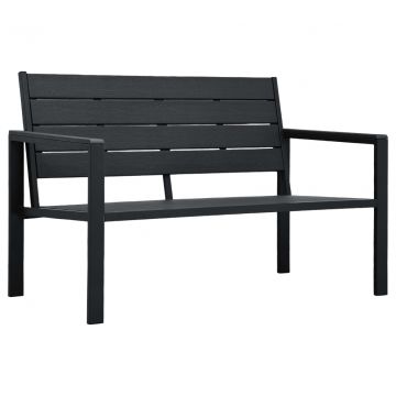 Градинска пейка, 120 cм, HDPE, черна, имитация на дърво