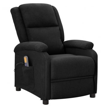 Wingback масажен стол, черен, текстил