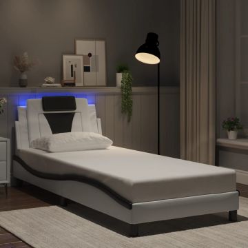 Рамка за легло Viana с LED без матрак бяла и черно 90x190 см