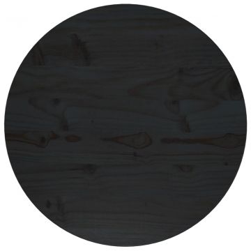Плот за маса, черен, Ø50x2,5 см, бор масив
