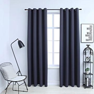 Затъмняващи завеси с метални халки Barrow, 2 бр, антрацит, 140x245 см