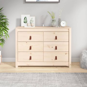 Страничен шкаф бял 100x40x54 см борово дърво масив Alanah