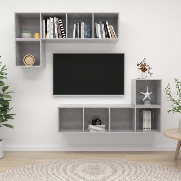 Комплект ТВ шкафове от 4 части Cooper, бетонно сив, ПДЧ