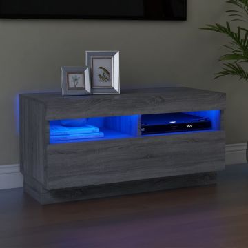 ТВ шкаф с LED осветление, сив сонома, 80x35x40 см
