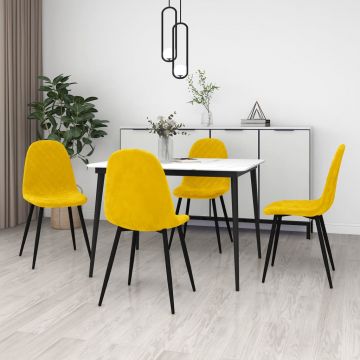 Трапезни столове Amelie, 4 бр, горчица, кадифе