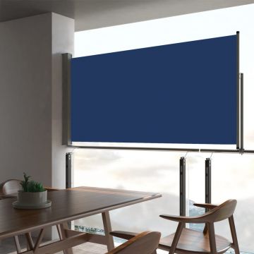 Прибираща се дворна странична тента, 80x300 см, синя
