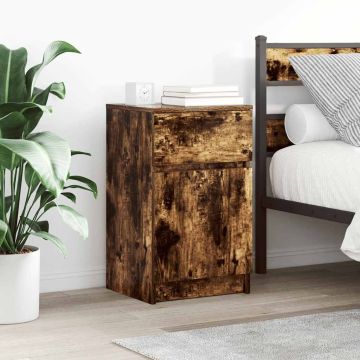 Нощни шкафчета 2 бр опушен дъб 39x35x65 см инженерно дърво