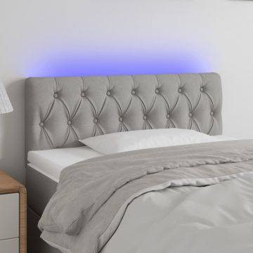 LED горна табла за легло, светлосива, 100x7x78/88 см, плат
