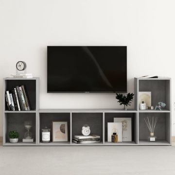 Комплект ТВ шкафове от 3 части Ratliff, бетонно сив, ПДЧ