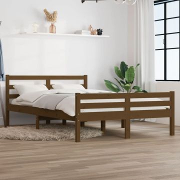 Рамка за легло меденокафява дърво масив 135x190 cм 4FT6 Double Williams