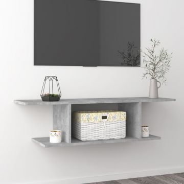 ТВ шкаф за стенен монтаж, бетонно сив, 103x30x26,5 см
