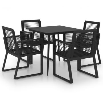 Градински трапезен комплект Simons, 5 части, PVC ратан, черен