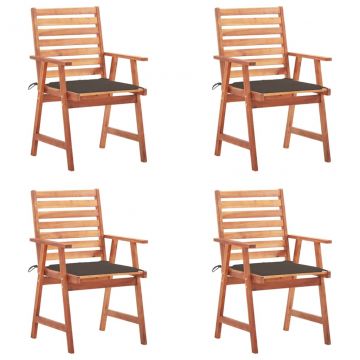 Градински трапезни столове Weaver, 4 бр, с възглавници, акация масив