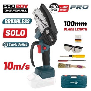 Акумулаторен верижен трион Bormann Pro BBP3914C, 20 V, 10 см, без батерии и зарядно устройство (083535)
