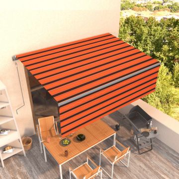 Автоматично прибиращ се сенник с щора Fern, 4x3 м, оранжево-кафяв