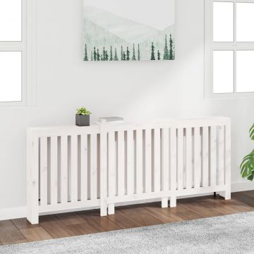 Параван за радиатор бял 210x21x85 см борово дърво масив Ciaran