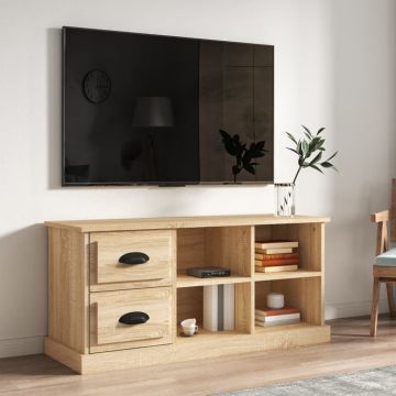 ТВ шкаф, бетонно сиво, 102x35,5x47,5 см, инженерно дърво