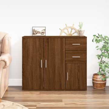 Сайдборд, Кафяв дъб, 91x29,5x75 см, инженерно дърво