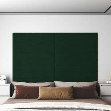 Стенни панели Abby, 12 бр, тъмнозелени, 90x15 см, кадифе, 1,62 м²