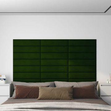 Стенни панели Findlay, 12 бр, тъмнозелени, 60x15 см, плат, 1,08 м²
