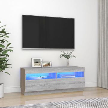 ТВ шкаф с LED осветление, сив сонома, 100x35x40 см
