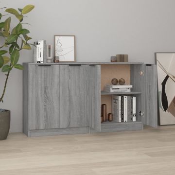 Сайдборди Barton, 2 бр, Сив сонома, 60x30x70 см, инженерно дърво