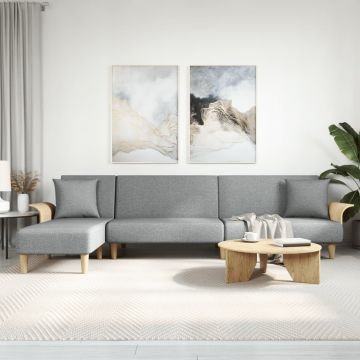 Г-образно разтегателно канапе тъмносиво 279x140x70 см плат Arran