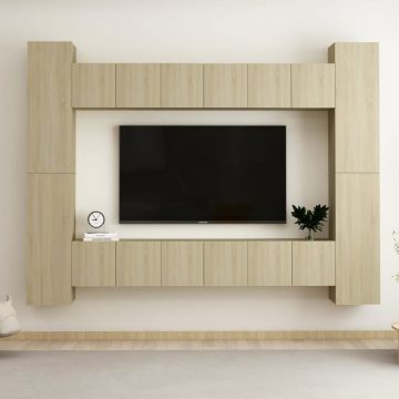 Комплект ТВ шкафове от 10 части Allana, дъб сонома, инженерно дърво