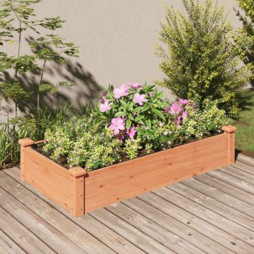 Градинска повдигната леха с вложка кафяв 120x60x25 см ела масив