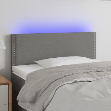 LED горна табла за легло, тъмносива, 90x5x78/88 см, плат