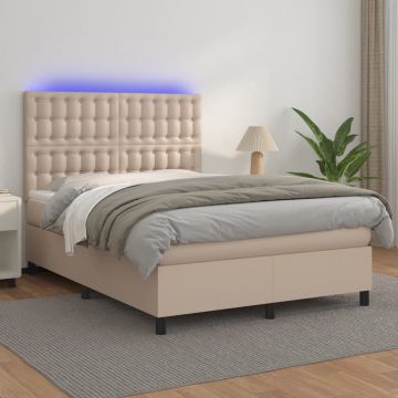 Боксспринг легло с матрак LED капучино 140x190 см