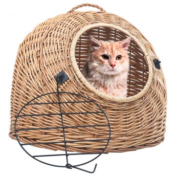Транспортен кош за котки, 60x45x45 см, естествена върба