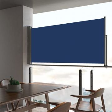 Прибираща се дворна странична тента, 60x300 см, синя