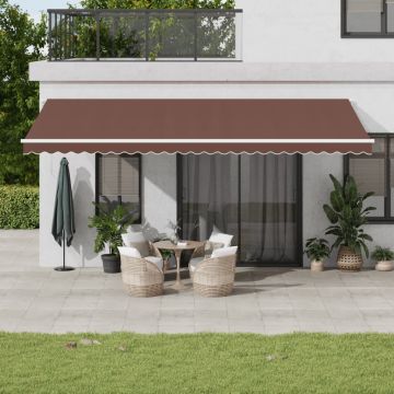 Ръчно прибираща се тента, кафяв, 600x350 см