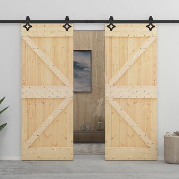 Плъзгаща врата с монтажни части Farrow, 80x210 см, борово дърво масив