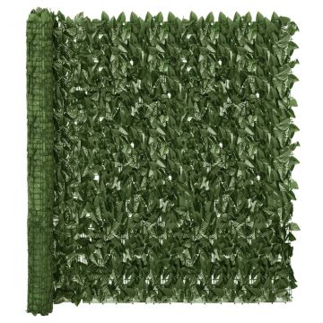 Балконски параван с тъмнозелени листа, 500x150 см
