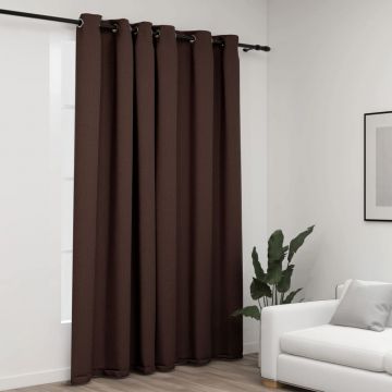 Затъмняваща завеса с пръстени имитация лен таупе 290x245 см Lilian