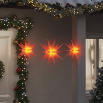 Коледни лампи с LED, 3 бр, сгъваеми, червени