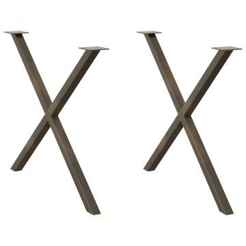 Крака за маса за хранене с форма на X 2 бр. естествена
