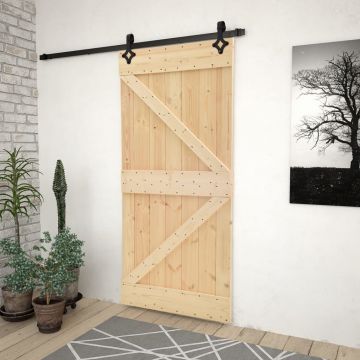 Плъзгаща врата с монтажни части Ellison, 80x210 см, борово дърво масив