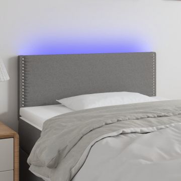 LED горна табла за легло, тъмносива, 100x5x78/88 см, плат