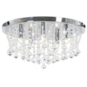 Полилей с кристали Osborne, сребрист, кръгъл, 4 х G9 крушки