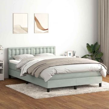 Боксспринг легло с матрак, светлосиво, 160x220 см, кадифе