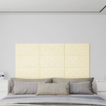 Стенни панели 12 бр кремави 60x30 см изкуствена кожа 2 Hal,16 м²