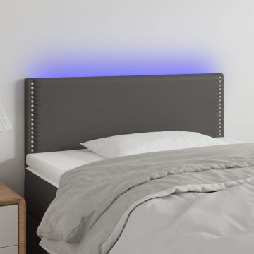 LED Горна табла за легло, сива, 80x5x78/88 см, изкуствена кожа