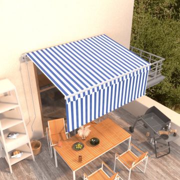 Автоматично прибиращ се сенник с щора Hardin, 3,5x2,5 м, синьо и бяло