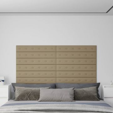 Стенни панели 12 бр капучино 90x15 см изкуствена кожа 1 Johnston,62 м²