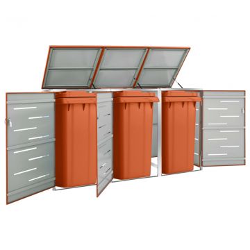 Троен навес за кофа за смет 207x77 Robbins,5x112,5 см инокс
