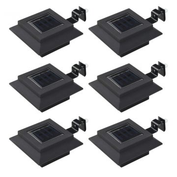Градински соларни лампи, 6 бр, LED, квадратни, 12 см, черни